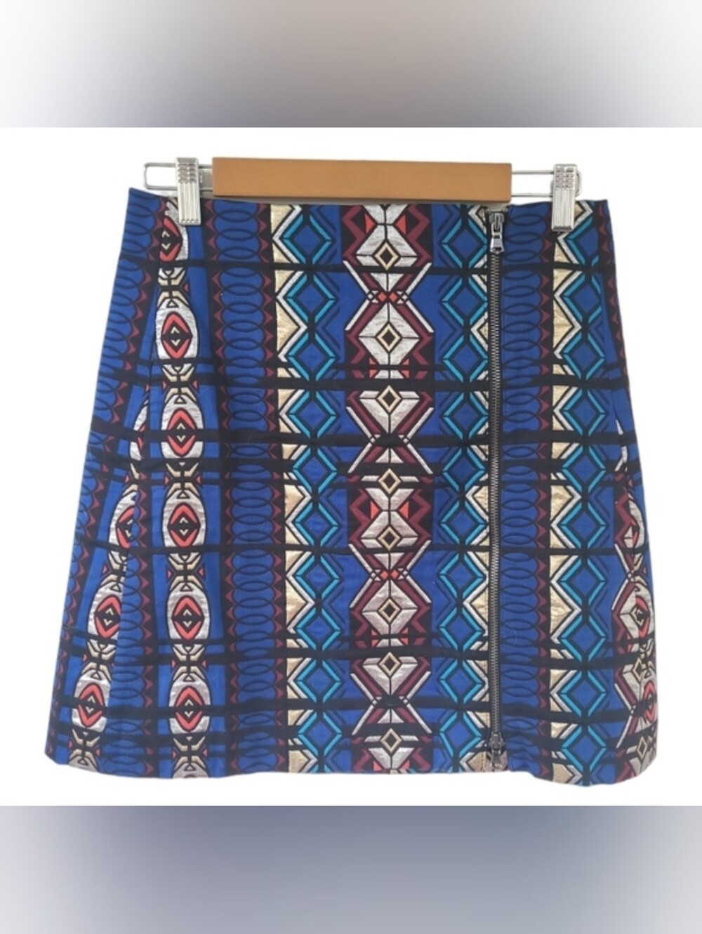 J.Crew Geometric Windowpane Jaquard Metallic Mini Skirt Size 6